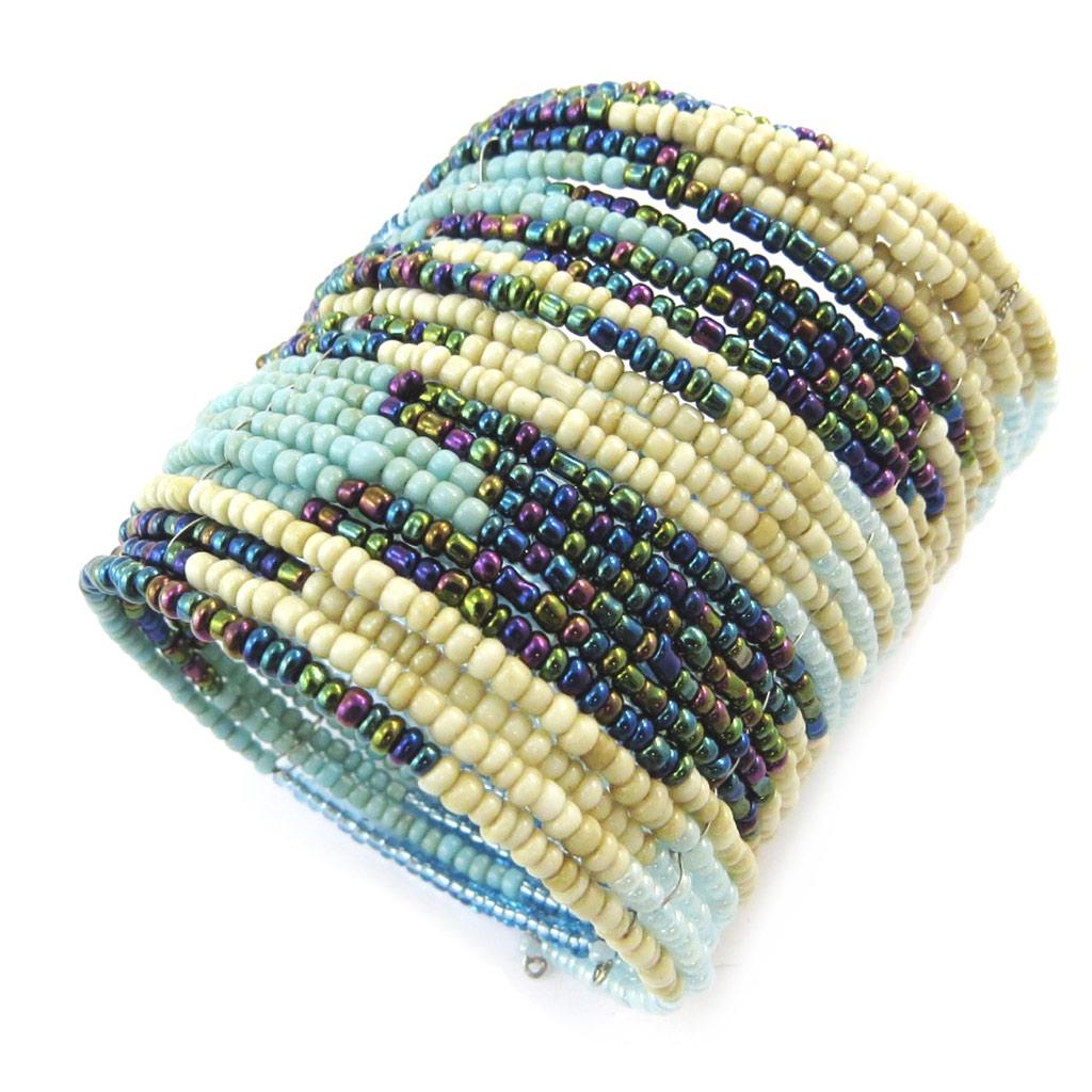 Les Trésors De Lily [N4634] - Designer Bracelet 'Katmandou' Blue Beige