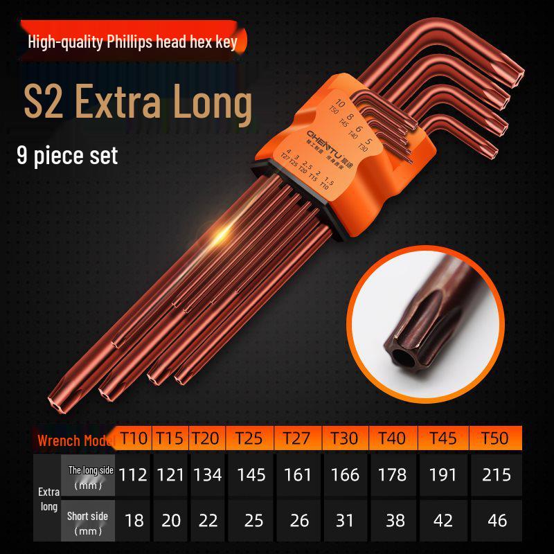 Torx Hex Key Wrench Set - 6-Piece Hexagon Screwdriver Tools