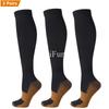 3 Pairs Copper Compression Socks Women Men Anti Fatigue Pain Relief Graduated Unisex Compression Stockings Knee High 15-20 MmHg