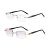 Blue Light Blocking Glasses Rimless Frame Clear Lens Reading Glasses Intelligent Zoom Anti-Glare Eyeglasses for Women Men