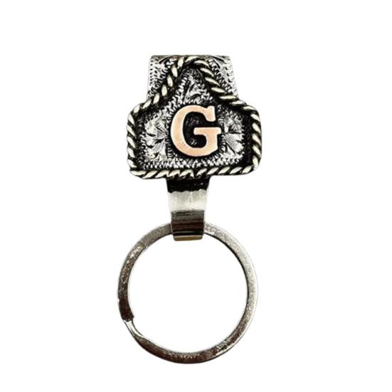 Western Cowboy Letter Keychain Vintage Initial A-Z Key Clip Metal Key Chain Belt Keyring Denim Style Accessory
