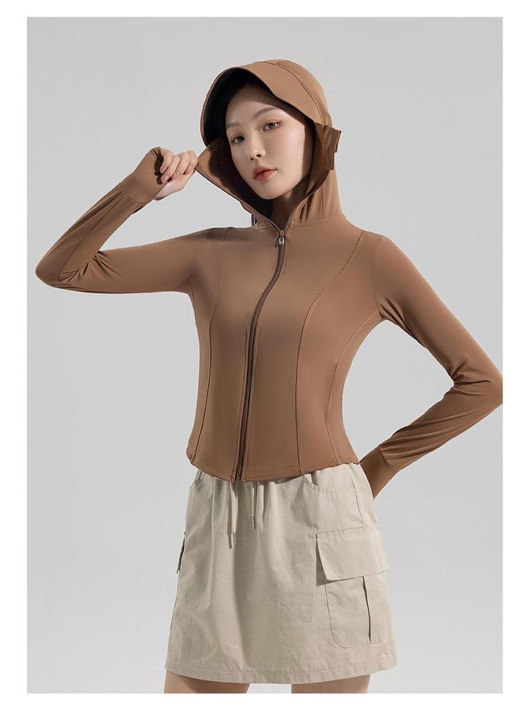 2025 Women's Black Slim Fit Sun Protection Ice Silk Jacket: Breathable, UV-Protective Summer Sportswear