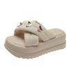 2025 New Summer Thick-soled Heightening Slippers Women Wear Butterfly Metal Buckle Fashion Explosion One-word Sandals Non-slip