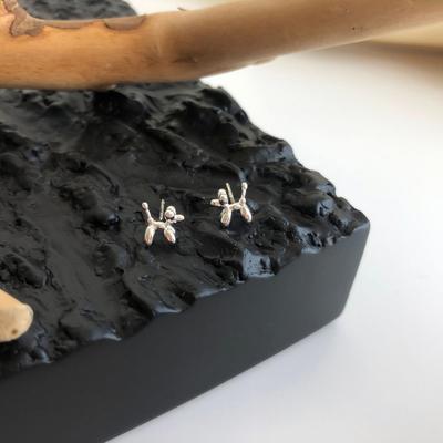 Boucles d'oreilles Pendentif Chien Caniche Ballon en Argent 925 pour Femme
