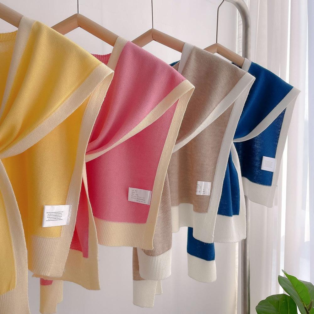 Striped Fake Collar Fiber Detachable Collar New Knitted Shawl  Unisex