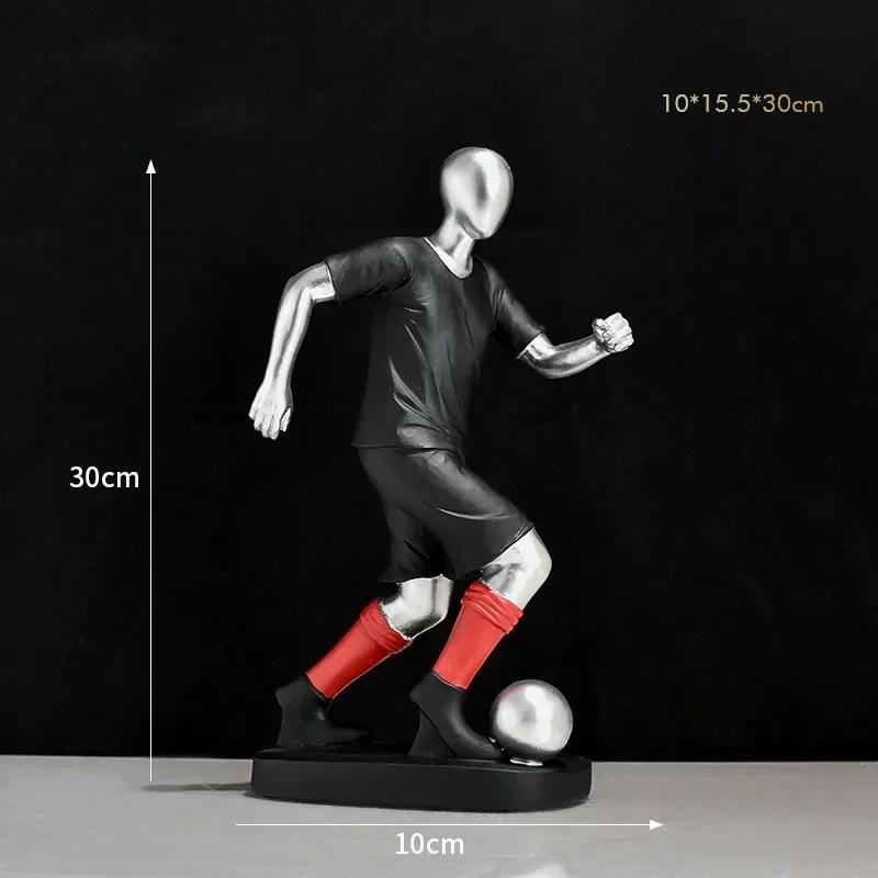 30cm Gold/Silver Football Player Action Figures Resin Statue Crafts Model Home Room Table Decoration Ornaments Collection Gift