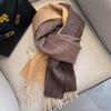Gradual Change Color Pure Wool Scarf Women's Winter Versatile Tassel Long Double-sided Color Large Shawl Dual-purpose New