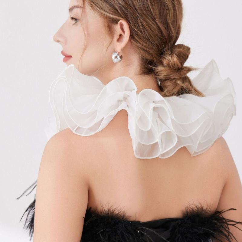 Themed Party Neck Ruff For Jester Costume Breathable Mesh Collar Neckpiece Halloween Transformation Accessory