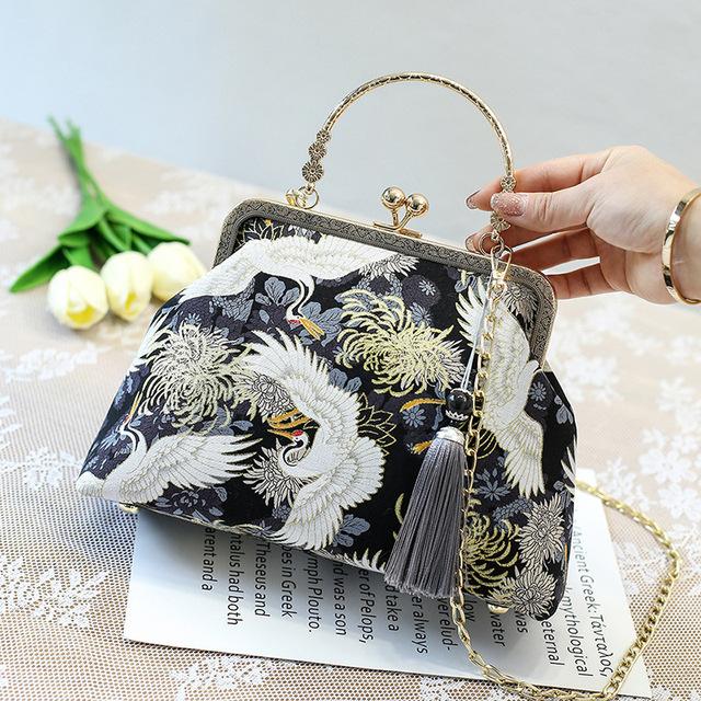 Chinesischer Stil Muschel Taschen Kette Damen Schulter Crossbody Handtaschen Vintage Ein Schulter Antiker Stil Mit Cheongsam Tasche