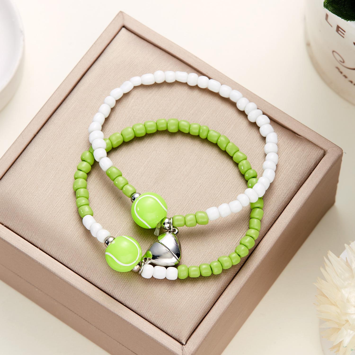 

Fashion Beads Couples Bracelet For Women Men Magnetic Volleyball Tennis Basketball Football Braided Rope Friendship Jewelry Adjustable