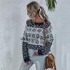 Snowflake pattern splicing knitted sweater women's 2020 winter European and American style commuting loose pullover acrylic sweater