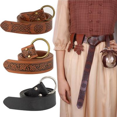 Cinturón Celta de PU Cuero en Relieve Cinturón de Cintura Medieval Novedad Vikingo Renacentista Fiesta