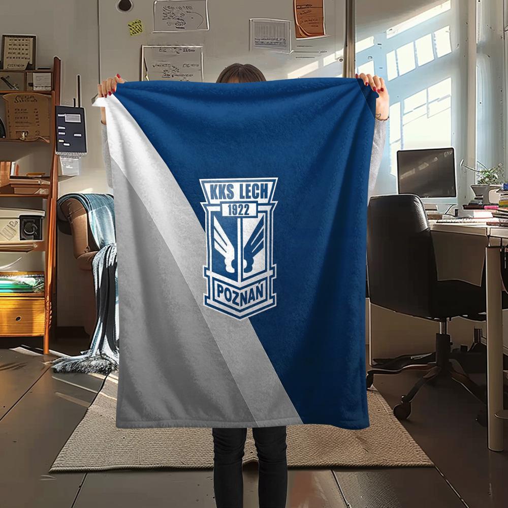 KKS Lech Poznan Flannel Blanket, High quality Comfortable for All Seasons, Home Decor, Warmth and Comfort
