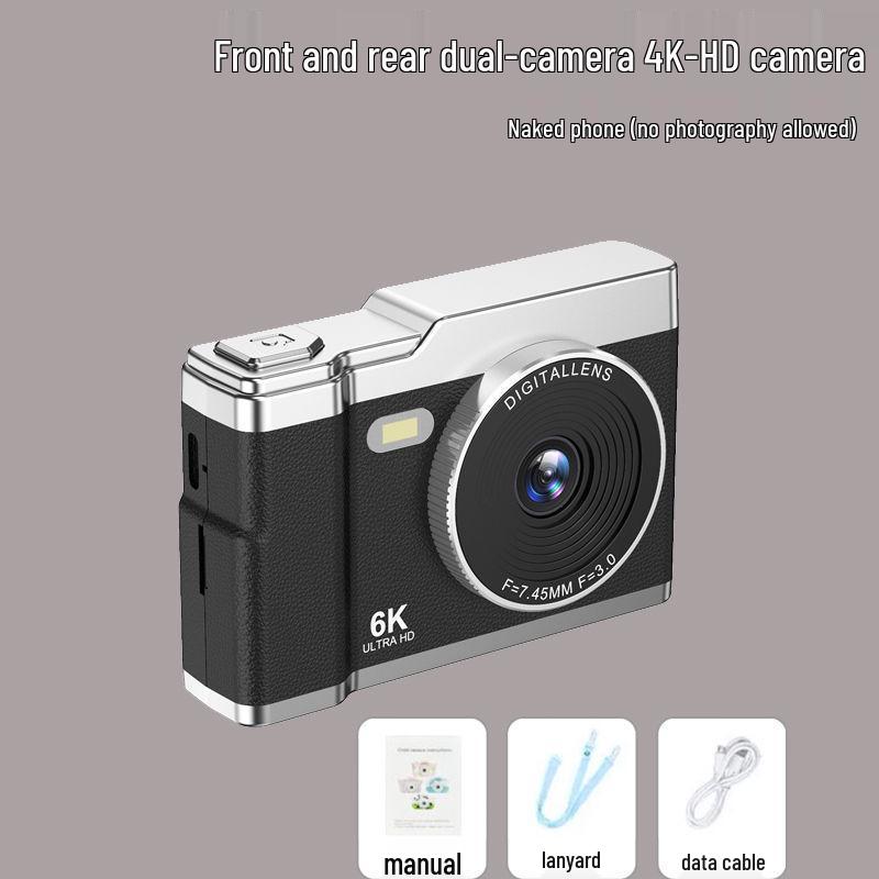 High-Definition Dual Lens Digital Camera for Students - Retro CCD Design
