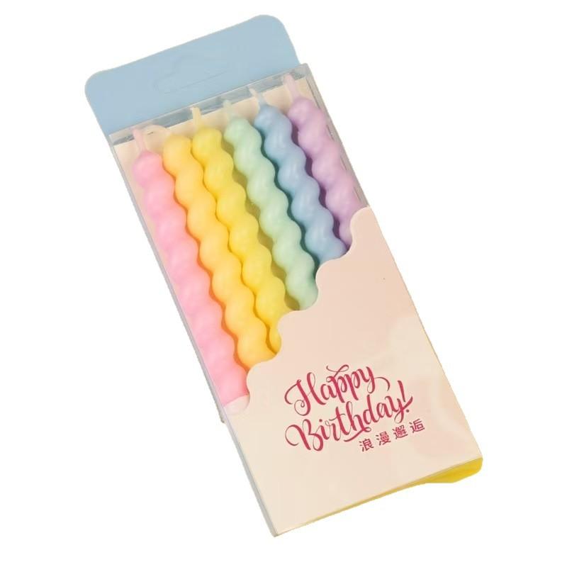 

Macaron Curved Thread Candle Twist Wax Creative Baking Cake Decoration Birthday DIY Candle Dessert Decoration