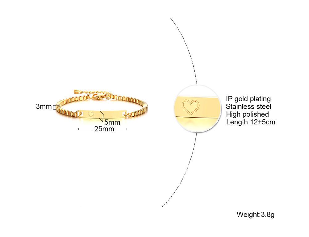 A Variety Of Children'S Curved Brand Stainless Steel Gold Bracelet Women, Fashionable Personality Can Be Engraved 798