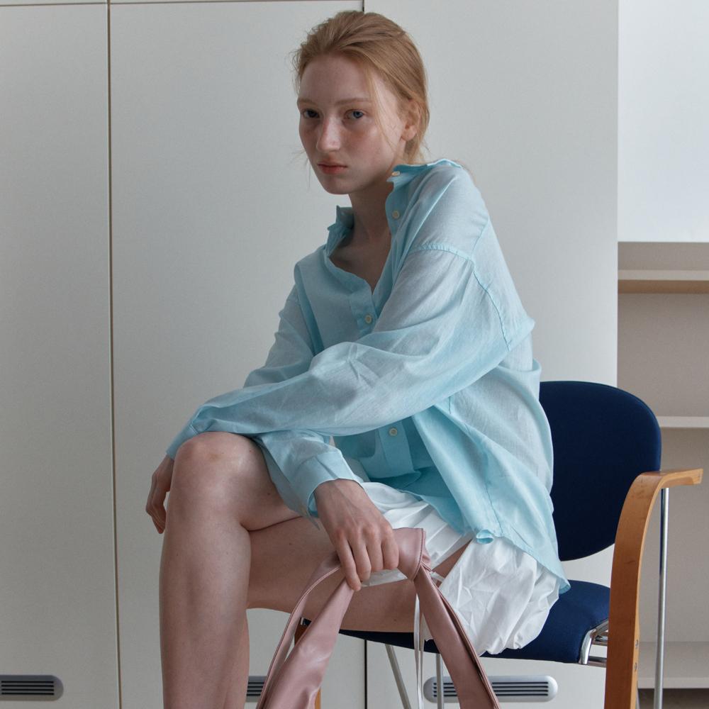 Elssibeui Embroidery Linen Shirt_Blue