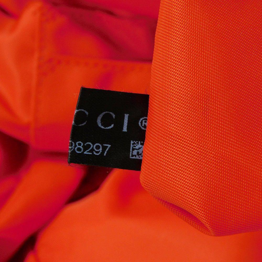 Used 9539 GG Nylon Daypack 387071 7927 Double G Calfskin Drawstring Logo Embossed Orange Red Men's from Japan AUTHENTIC