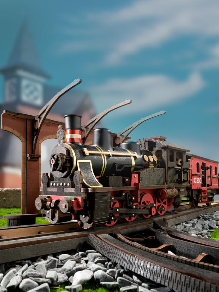 ROBOTIME 3D puzzle Dřevěné 3D dřevěné puzzle Parní lokomotiva SL Sada do auta Mechanický model Řemeslná sada Řemeslná kutilská sestava Killing Time Vzdělávací hračka