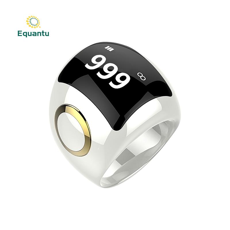 Zikr Ring Religious Smart Electronic Rosary Counter Prayer Time Reminder Alarm Clock IOS App Control Compass Ceramic Case IP68