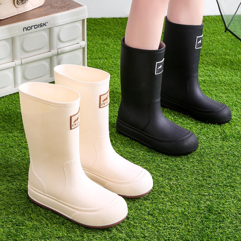 Women's High-Top Non-Slip Velveteen-Lined Waterproof Rubber Rain Boots