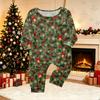 Parent-Child Matching Christmas Print Loungewear Set, Comfortable Long Sleeve Top and Pants for Holiday Home Wear