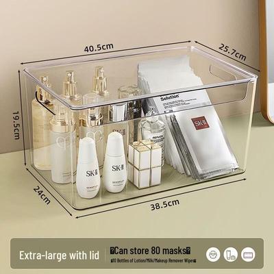 ZISIZ Extra Große Transparente Staubdichte Lebensmittelgeeignete Desktop-Aufbewahrungsbox mit Deckel
