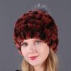 Women's Fur Hat with Rex Rabbit and Fox Fur Pompon for Autumn and Winter