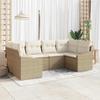 Sofa Set with Cushions 6 Pcs Beige Poly Rattan