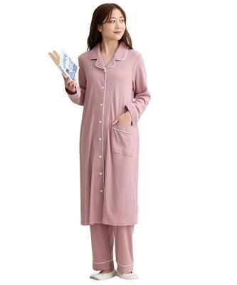 Nissen Maternity Pajamas Front-Opening Nursing Wear Cotton Blend Smooth Finish Grayish Pink Maternity 3L