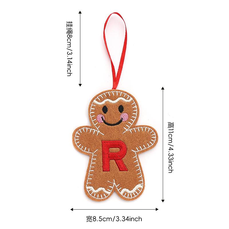 Gingerbread Man Ornaments for Christmas Tree Hanging Decor with Alphabet Letters Festive Holiday Home Decorations Gift