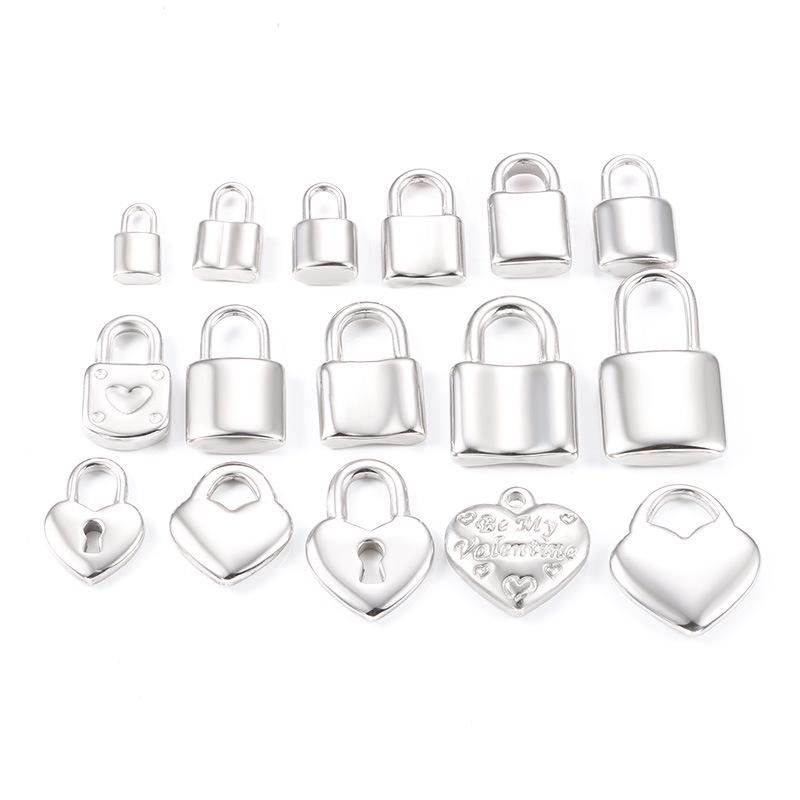 Stainless Steel Heart Lock Pendant for DIY Necklaces & Bracelets - Couple's Fashion Accessory