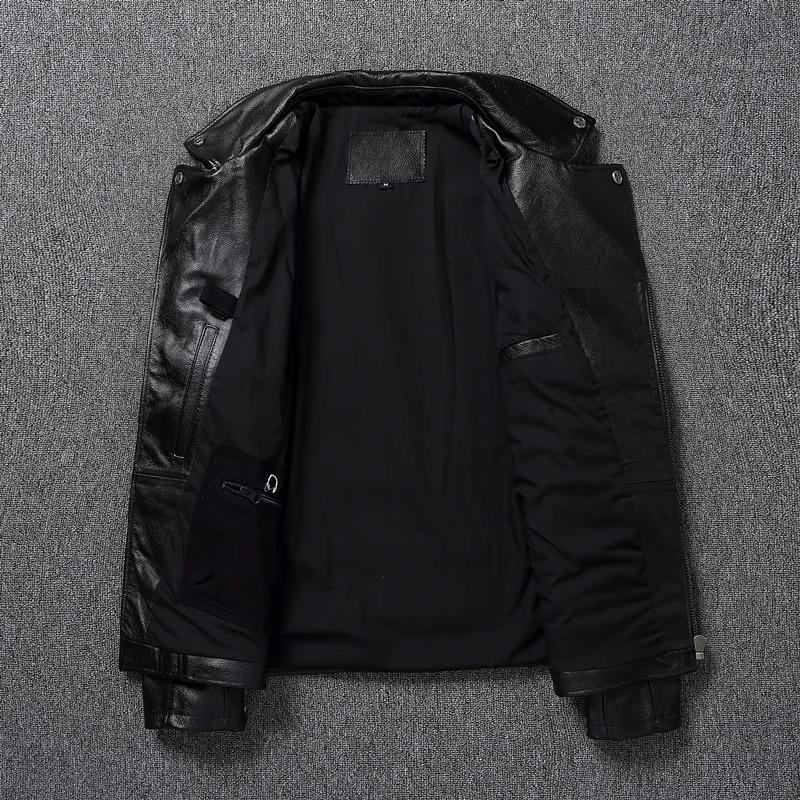 Chinese Size Heavy Motorcycle Jacket Natural Cowhide Leather Top Layer Causal Vintage Retro Moto Suit Leather Coat Winter