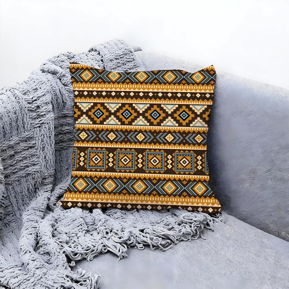 Ethnic Indian Ethnic Pattern Cushion Cover Premium Comfort Reversible Pillow Cove Two In One Design for Any Room Car Interior