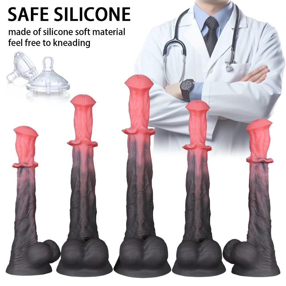 Soft Silicone Horse Cock Fantasy Dildo with Suction Cup Adult Pleasure Toy