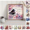 Sady Diamond Art s hudebními nástroji a květinami pro dekoraci stěny domácí kanceláře DIY Gem Art Sady pro malování diamanty 15,75 X15,75 palce
