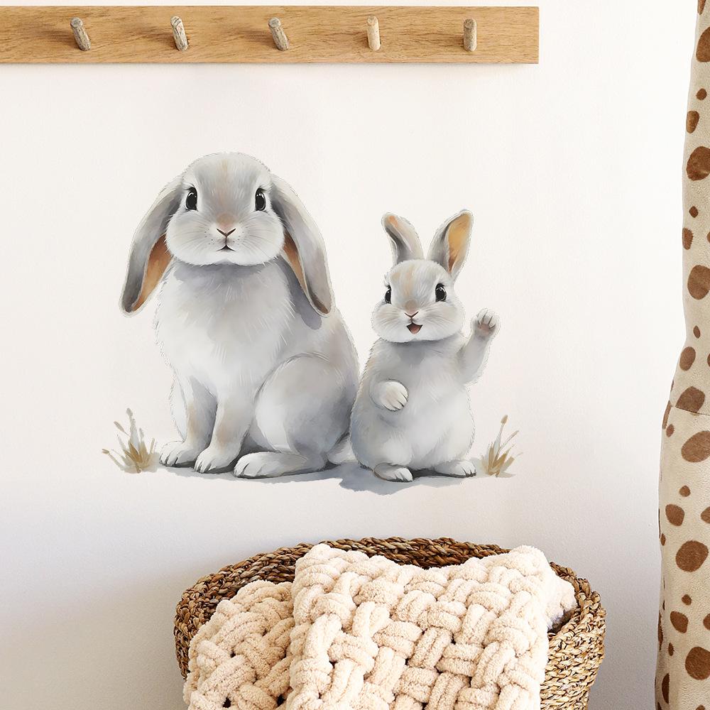 Lovely Rabbit Wall Stickers Waterproof Removable Self Adhesive Decals for Home Living Room Hallway Decor