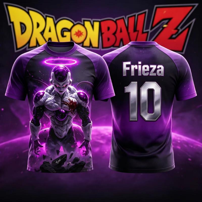 2026 Nueva Camiseta de Fútbol Estampada en 3D para Hombre Adulto Dragon Ball N.º 10/7 Freezer Camiseta de Anime para Niños Camiseta de Fútbol Especial