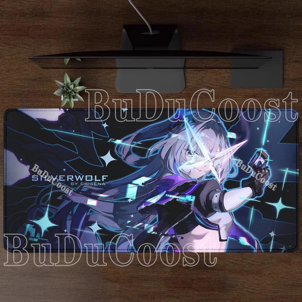XXL Mousepad HSR Honkai Star Rail Silver Wolf LV.999 Overlock Gaming Keyboard Anime Girl Kawaii Mouse Pad HD Printing Desk Mat