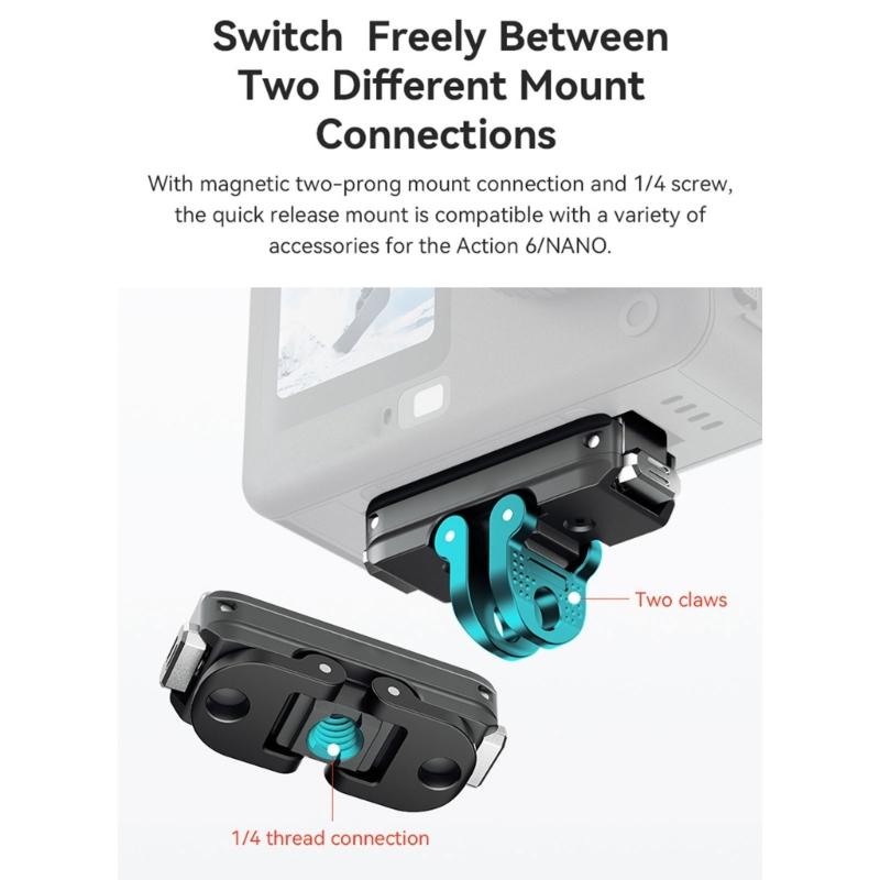 Action-Kamera Schnelle Lösungsbefestigung Bidirektionales Magnetverschluss Leicht 360 Grad Drehbar Staubdicht für Sportaufgaben