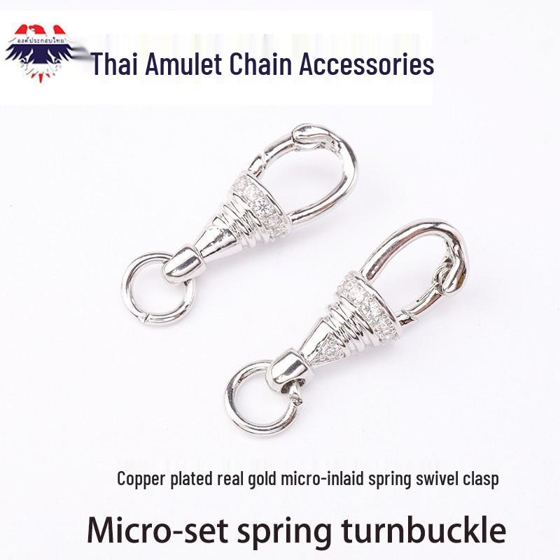 Thailand Amulet Chain with Zircon-Embedded Rotating Quick Release Lobster Clasp