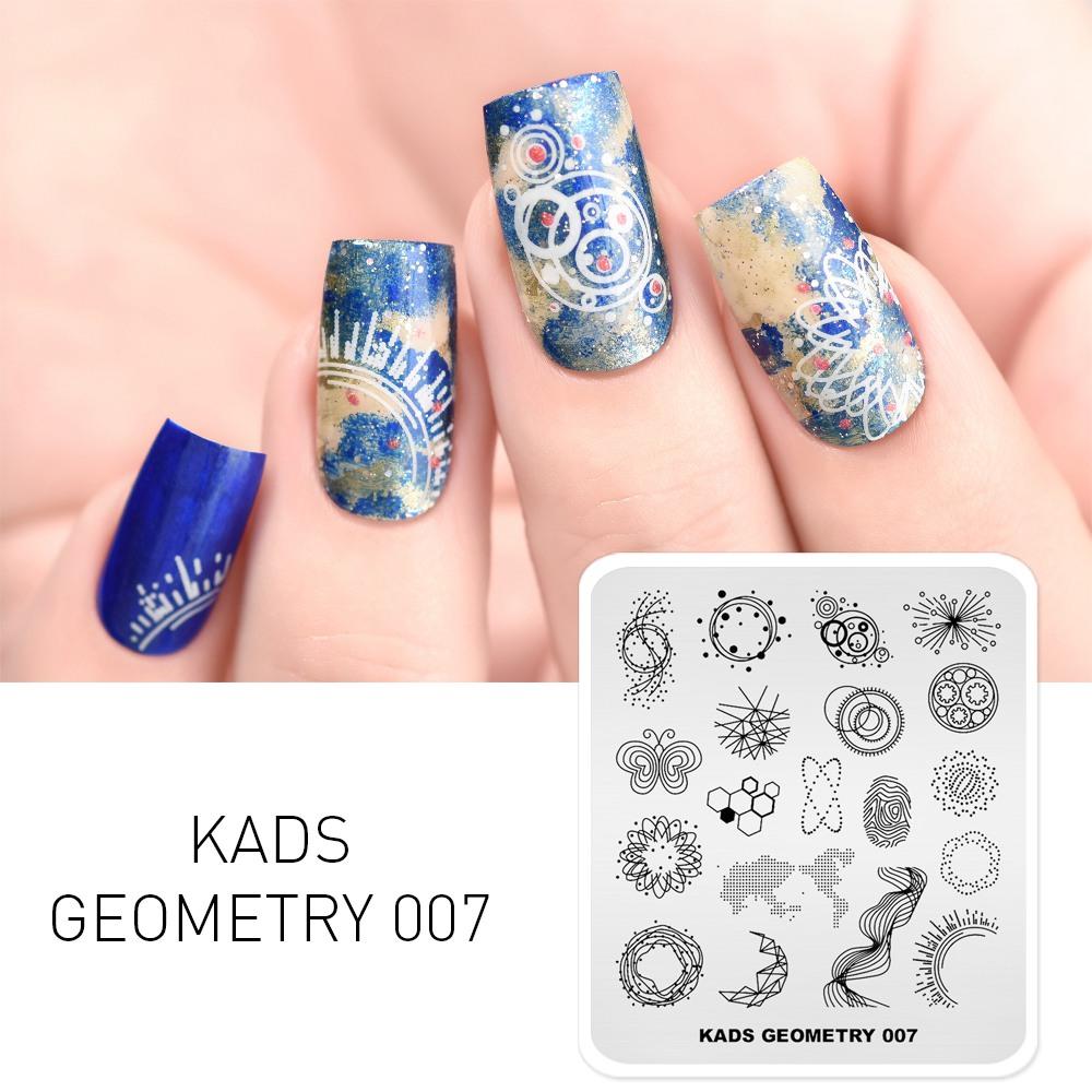 

KADS Geometry 007, шаблоны штампов для ногтей, пластины для штамповки ногтей, шаблоны для самостоятельной печати, инструменты для маникюра