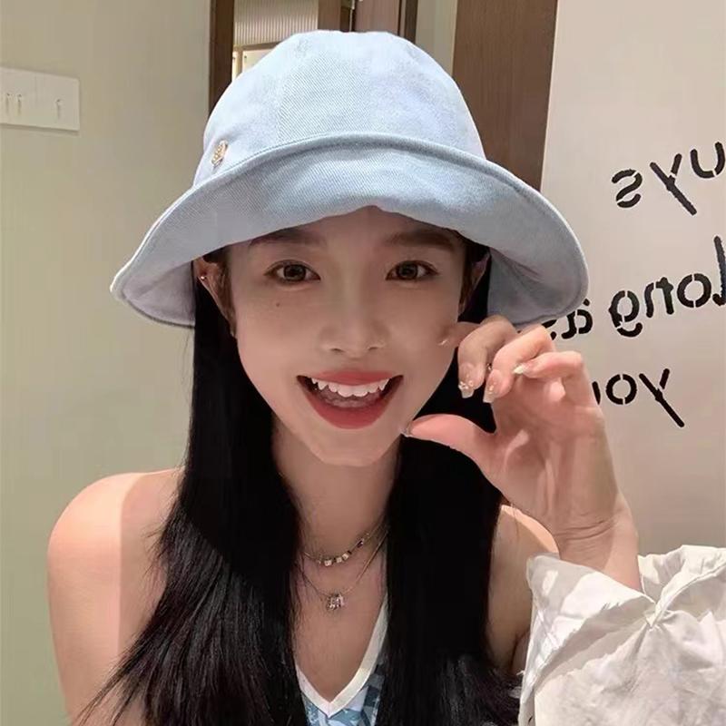 Sweet Sister Concave Brim Cowboy Basin Hat Women's Spring Summer Shopping Bucket Hat Big Brim Show Face Small Sun Hat Tide
