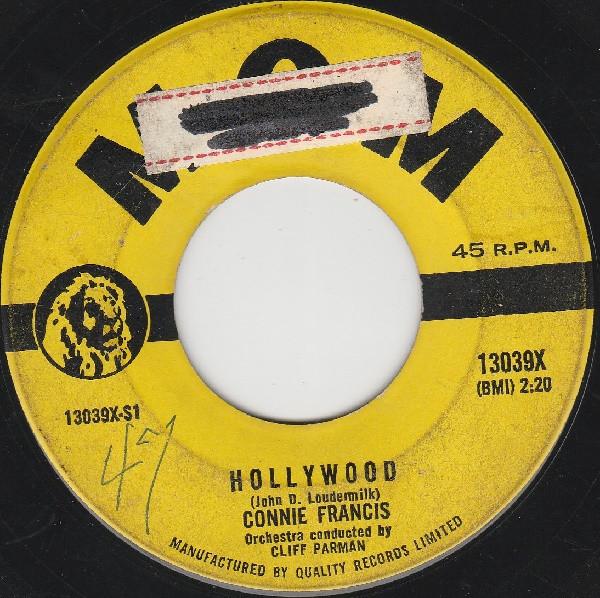 7inch Record CONNIE FRANCIS  Hollywood  Hes My Dreamboat  13039X MGM Records 1961 Canada Rock Used