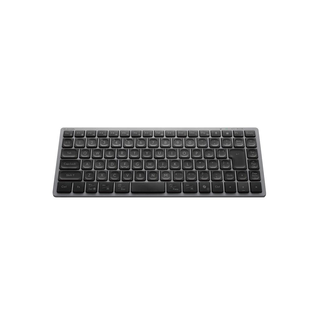 Elecom Precisionist Wireless Pantograph Mini Keyboard, Bluetooth, 2.4GHz, Multi-Pairing (4 Devices), Rechargeable, Slim, Type, Size, Black,