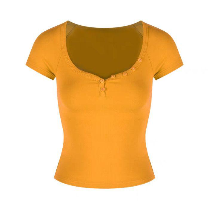 

Острая Девушка Желтая Футболка с V-образным вырезом Женская Приталенная Летняя Extra Large жёлтый