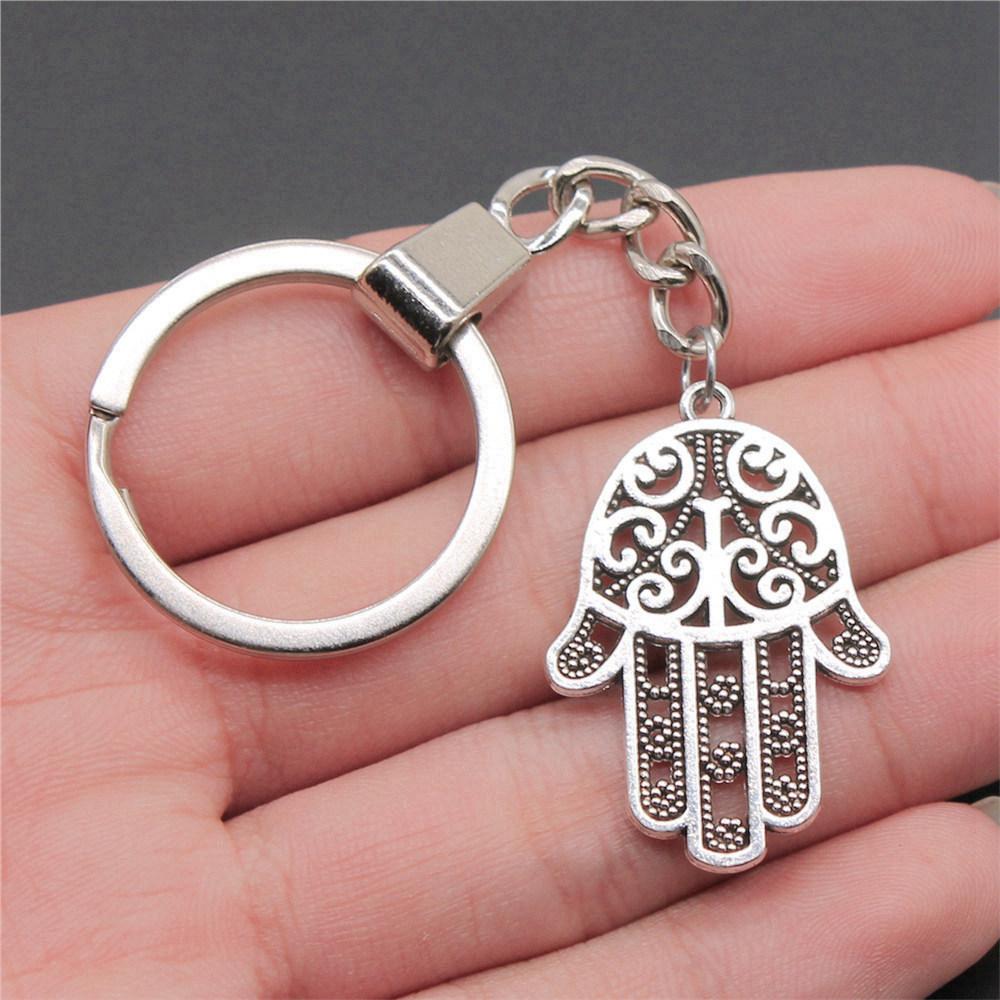 Star of David Talisman Amulet Pendant Antique Bronze Metal Keychain with 30mm Ring for Boys Bag Charm