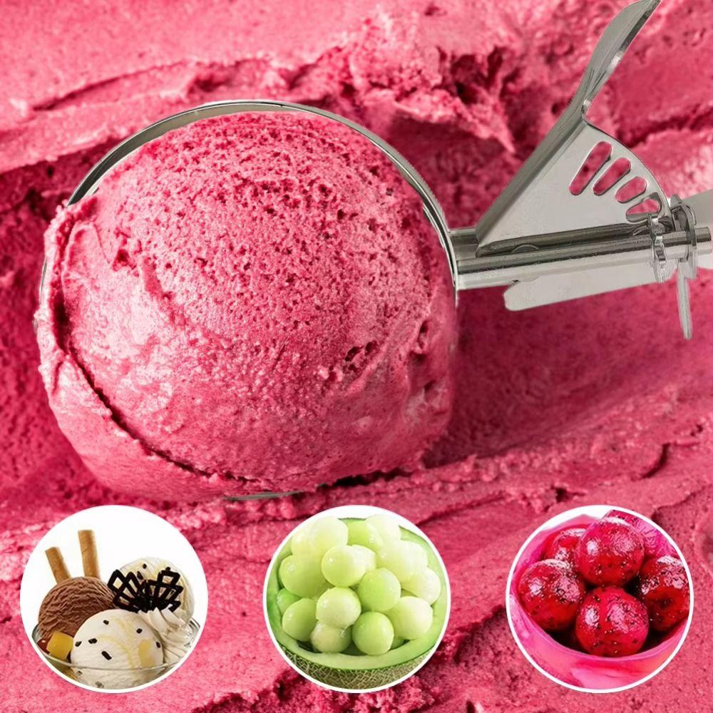 Plastic Handle Ice Cream Ball Scoop Stainless Steel Fruit Scoop Ice Cream Digger  Watermelon