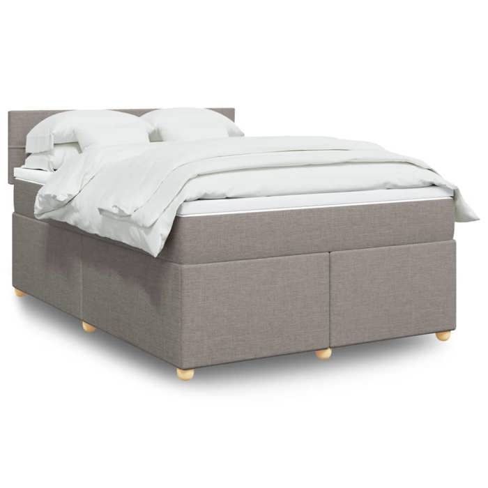 VidaXL Slat Bed Base with Mattress Taupe 160x200 Cm Fabric 3286735