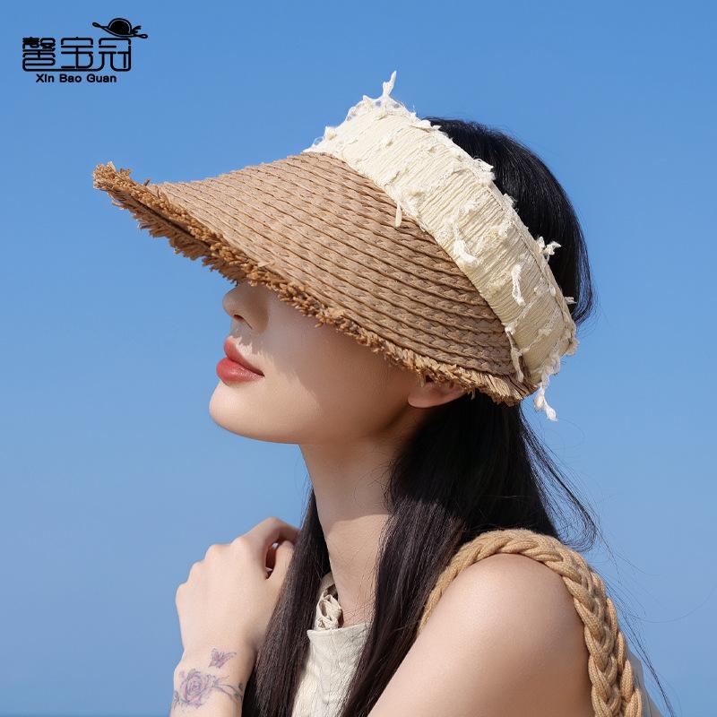 Summer Versatile Fashion Empty Top Hat Cool Straw Hat Children Travel Vacation Sun Protection Hat Outdoor Big Brim Sun Hat